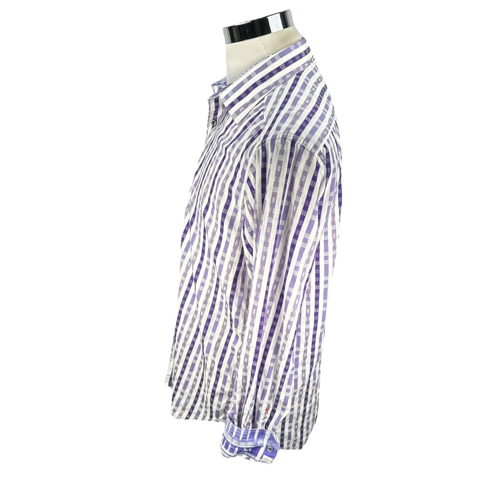 Robert Graham Robert Graham Shirt Men’s Large Purple White Striped Flip Size US L / EU 52-54 / 3 - 4 Thumbnail