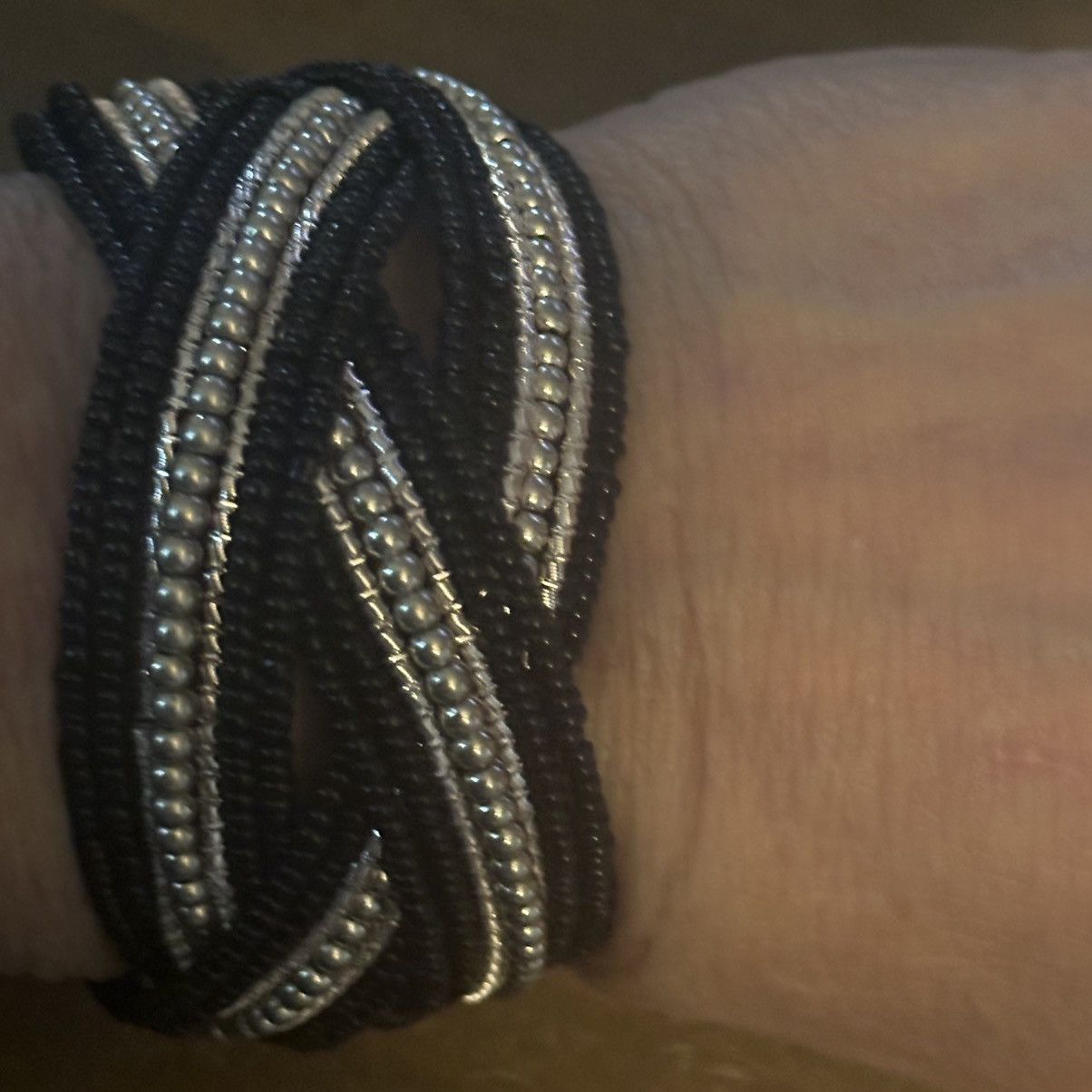 Other Black and silver beaded braid cuff bracelet Size ONE SIZE - 3 Thumbnail