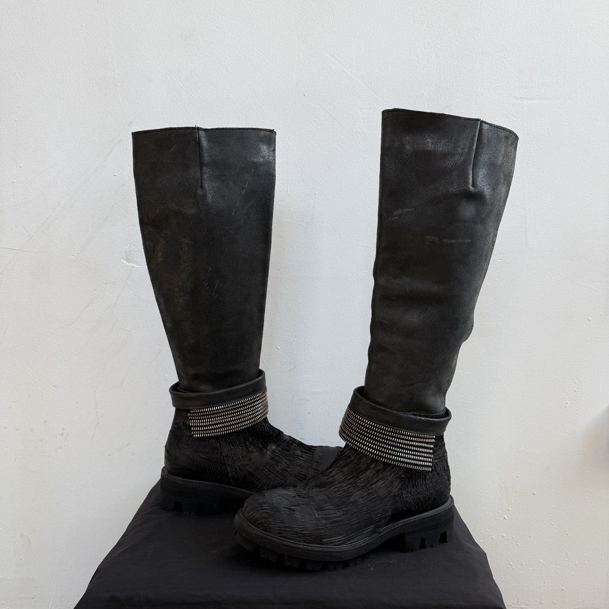 If Six Was Nine Papucei Black Leather Knee High Boots Avant Garde Platform Size US 5 / IT 35 - 6 Thumbnail