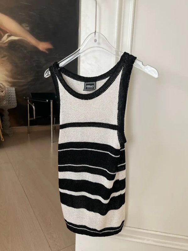 Versace Versace Black and White Striped Tank Top 0089 Size M / US 6-8 / IT 42-44 - 1 Thumbnail