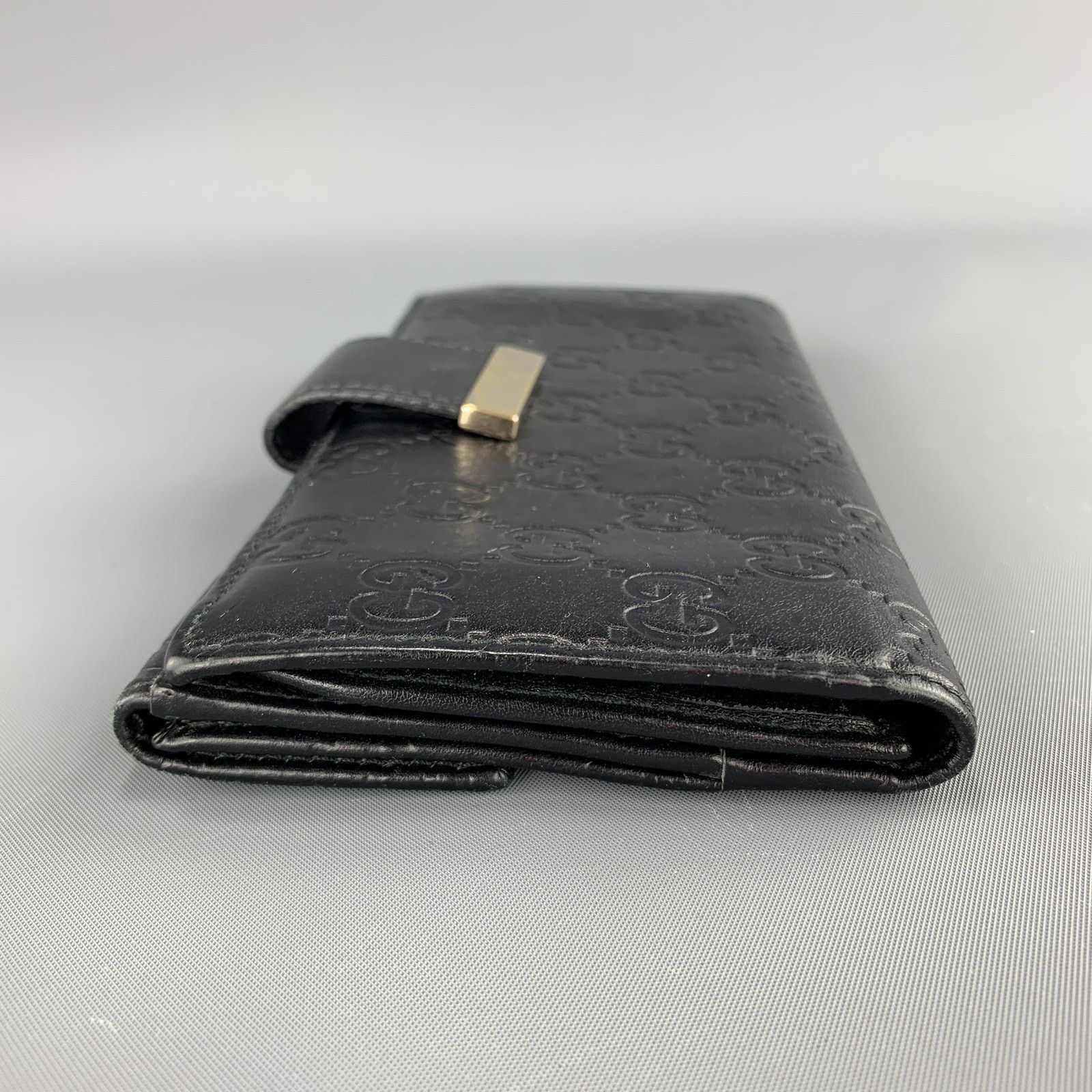 Gucci GUCCI Monogram Embossed Black Leather Checkbook Wallet Size ONE SIZE - 4 Thumbnail