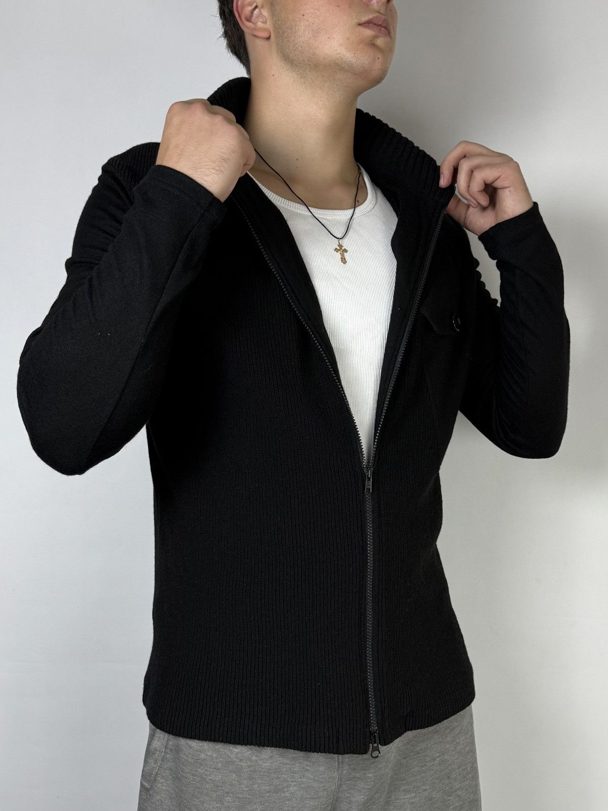 Yohji Yamamoto Y’s Yohji Yamamoto Wool Ribbed Zip Knit Pocket Sweater Size US XL / EU 56 / 4 - 4 Thumbnail