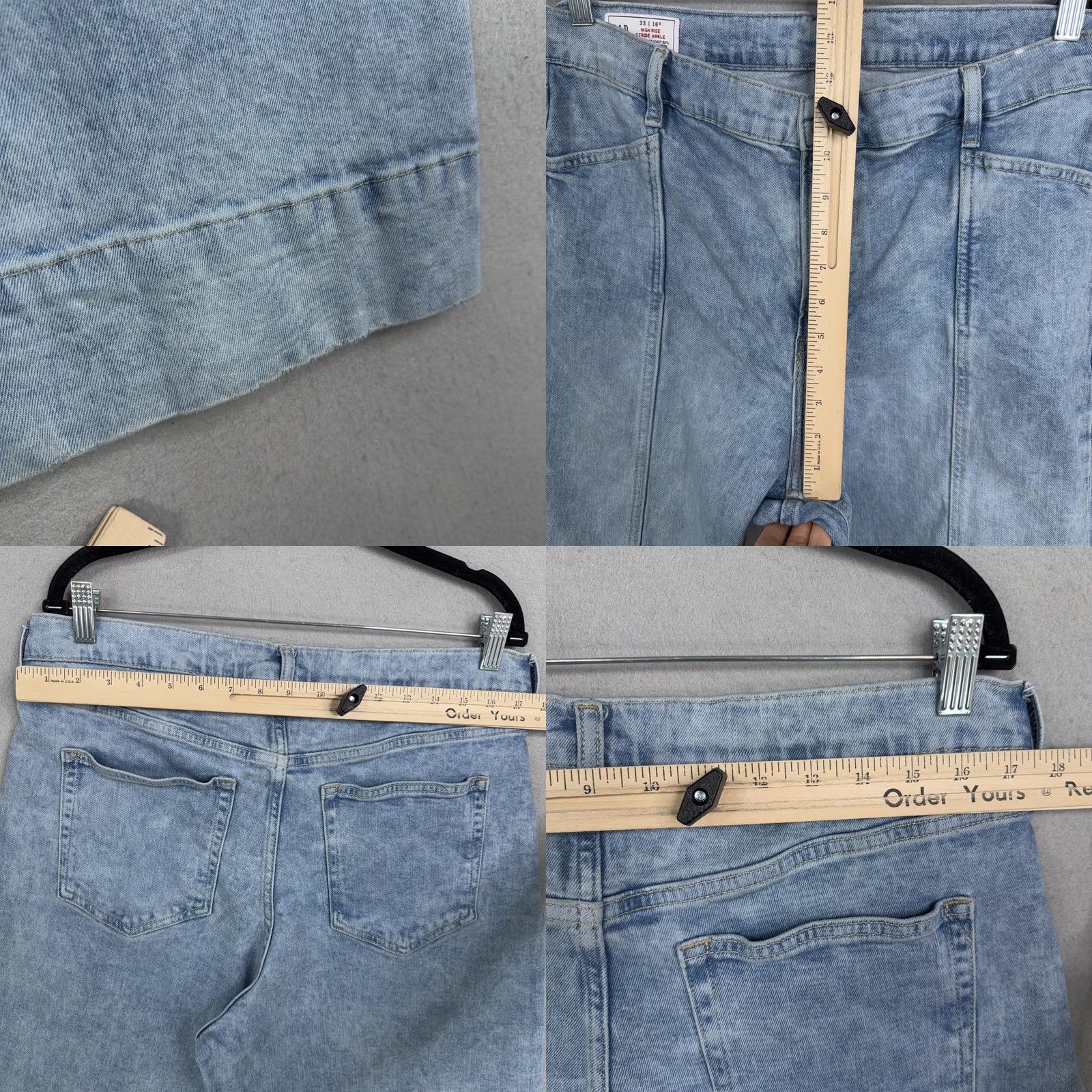 Gap VINTAGE GAP Jeans Womens 16 High Rise Stride Ankle Blue Wide Leg Crop Light Wash Denim Size 38" / US 16 / IT 52 - 8 Thumbnail