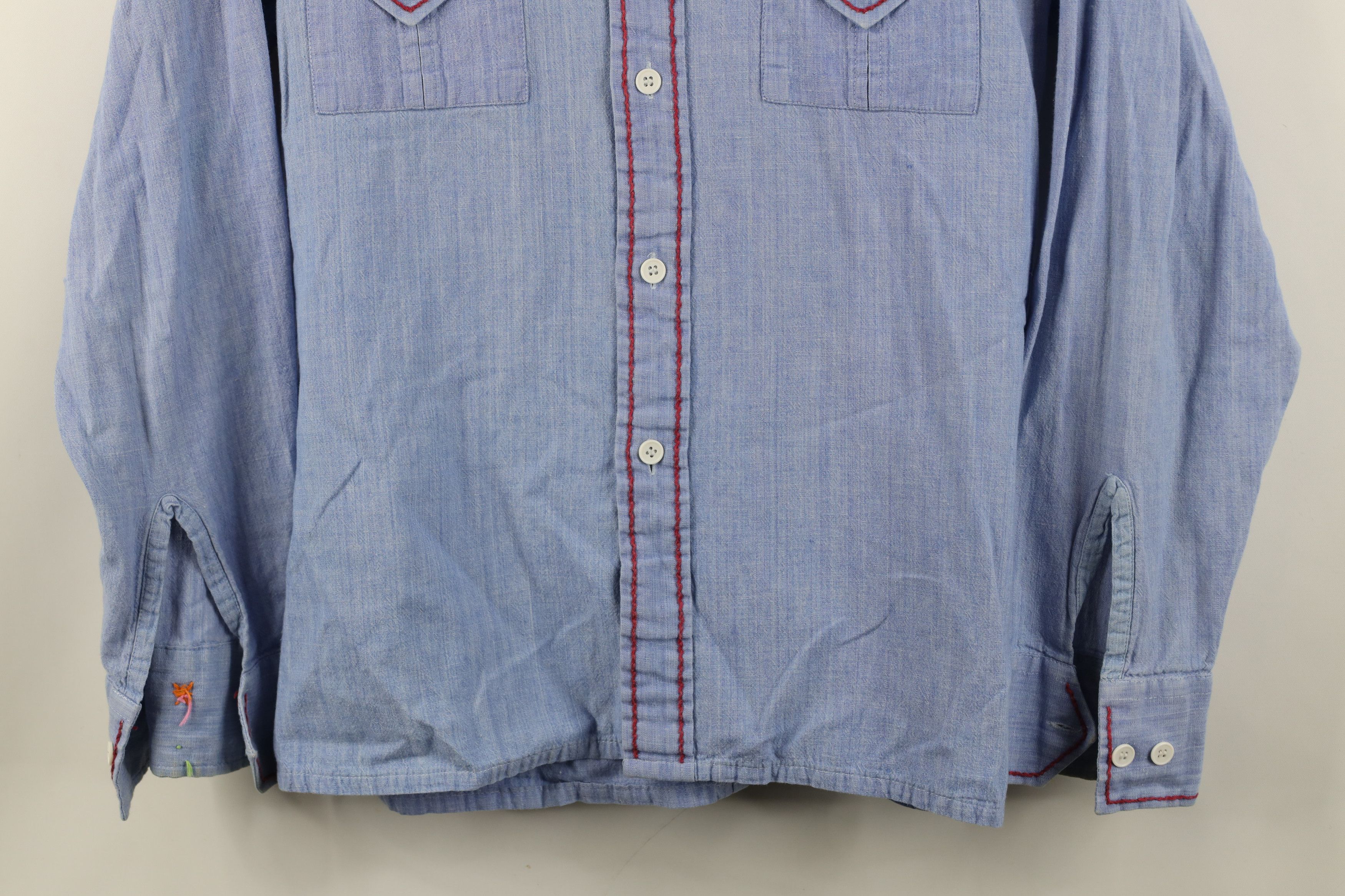 Vintage Vintage 70s Streetwear Embroidered Flower Button Shirt Size L / US 10 / IT 46 - 3 Thumbnail
