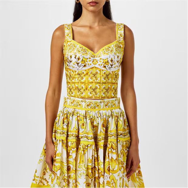 Dolce & Gabbana o1g2r1mq1024 Cropped Poplin Corset Top in Multicolor Size M / US 6-8 / IT 42-44 - 3 Thumbnail