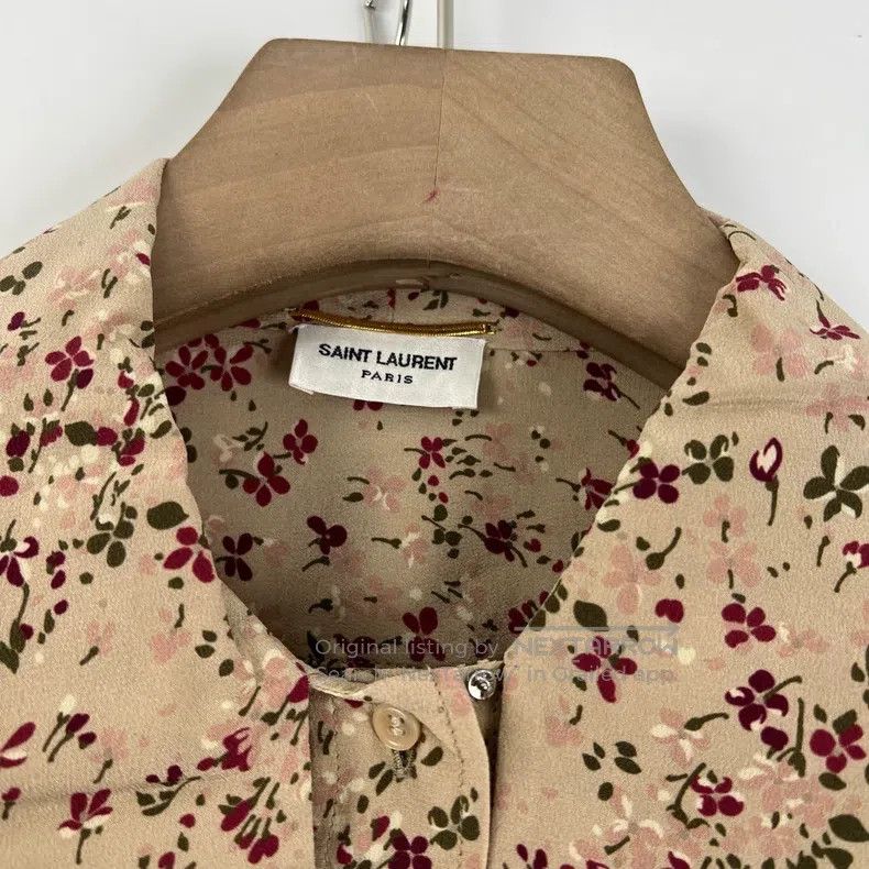 Saint Laurent Paris Saint Laurent Paris Floral Pattern Silk Shirt Size XS / US 0-2 / IT 36-38 - 3 Thumbnail