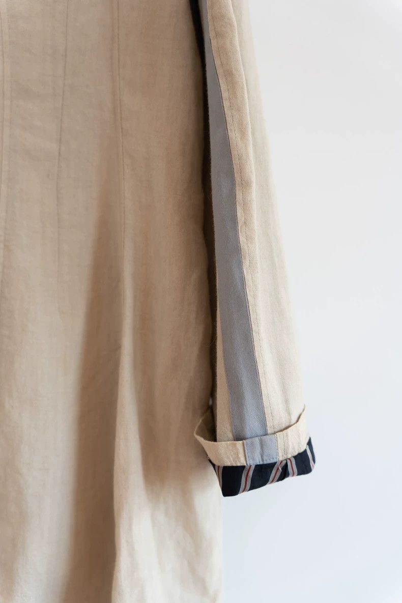 Yohji Yamamoto Yohji Yamamoto Yohji Yamamoto Striped Linen Long Coat Size US L / EU 52-54 / 3 - 5 Thumbnail