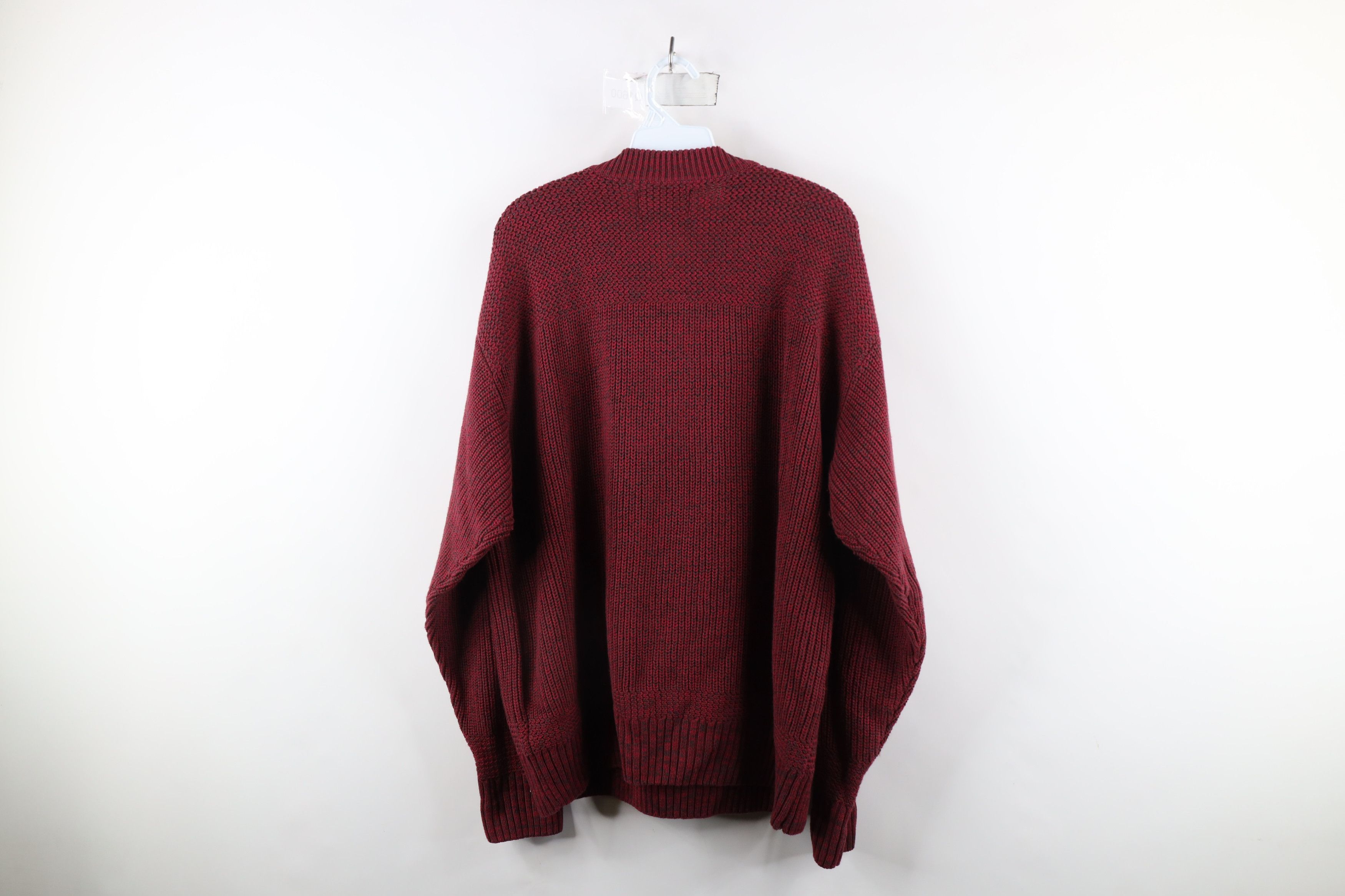 Vintage Vintage 90s Streetwear Chunky Ribbed Knit Henley Sweater Red Size US L / EU 52-54 / 3 - 7 Thumbnail