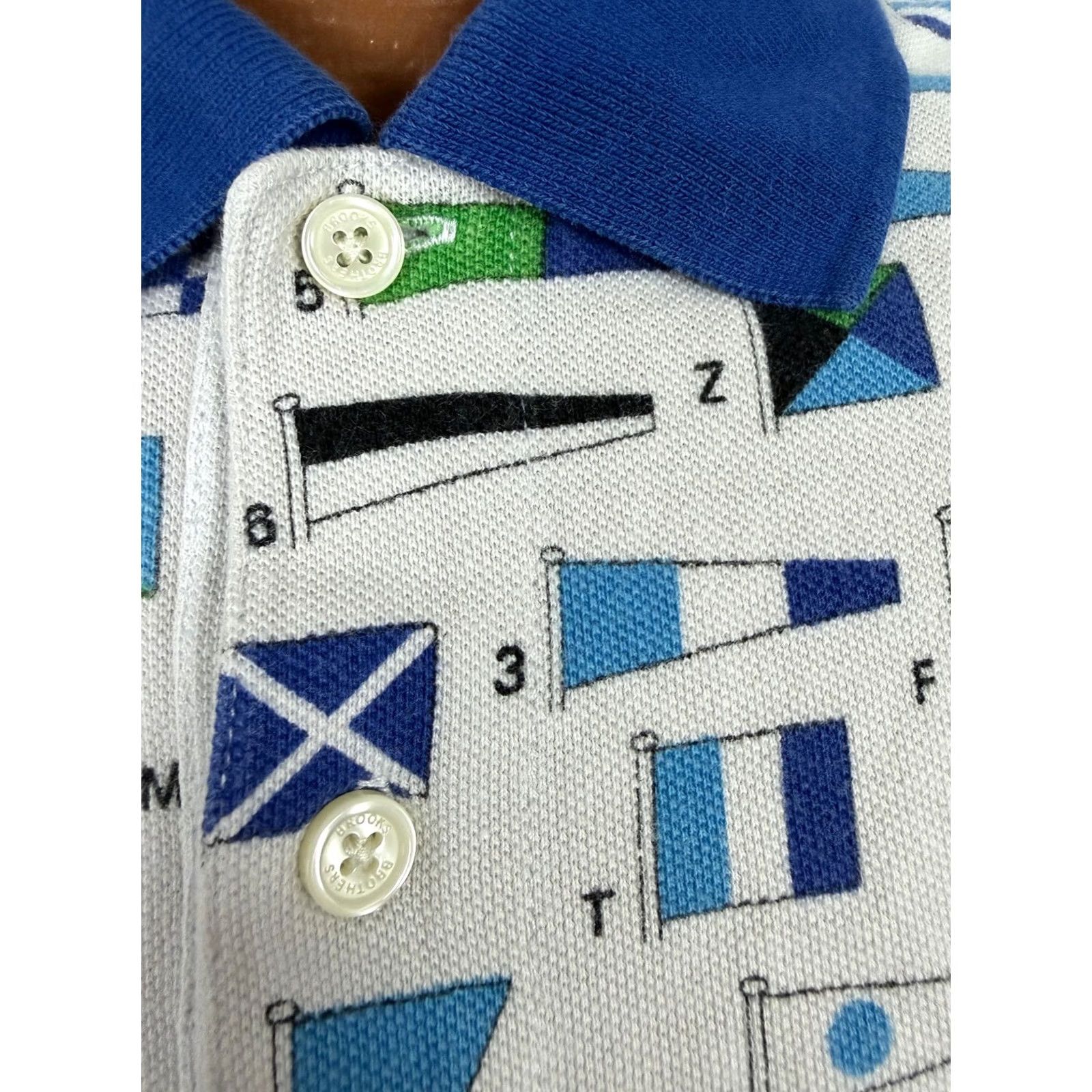 Brooks Brothers Brooks Brothers Polo Shirt Men L Slim Fit Nautical Flags Pique Cotton White Polo Shirt Nautical Brooks Brothers Mens L Slim Fit Size US L / EU 52-54 / 3 - 4 Thumbnail