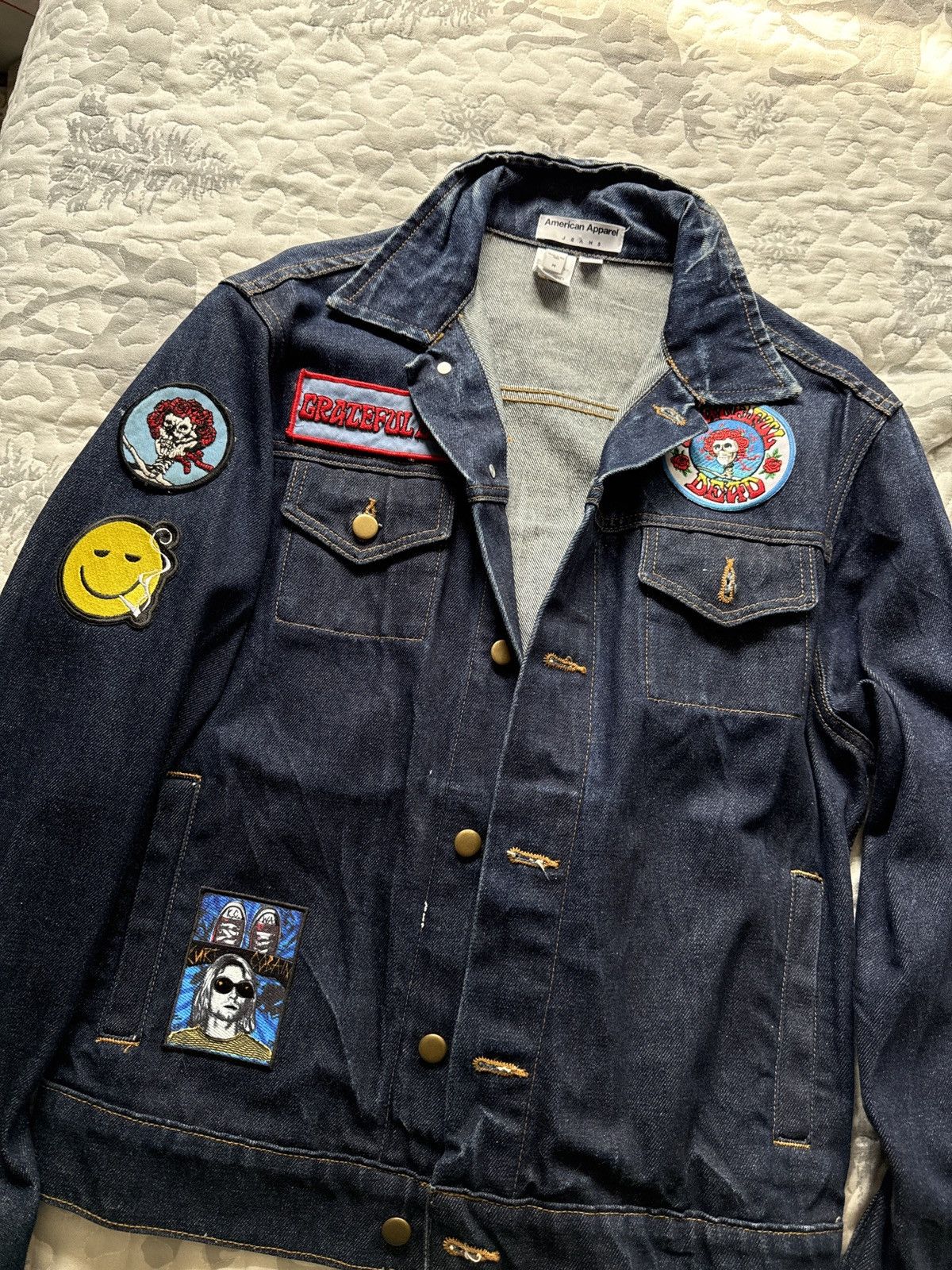 American Apparel Custom Greatful Dead Denim Patch Jacket Size US M / EU 48-50 / 2 - 2 Thumbnail