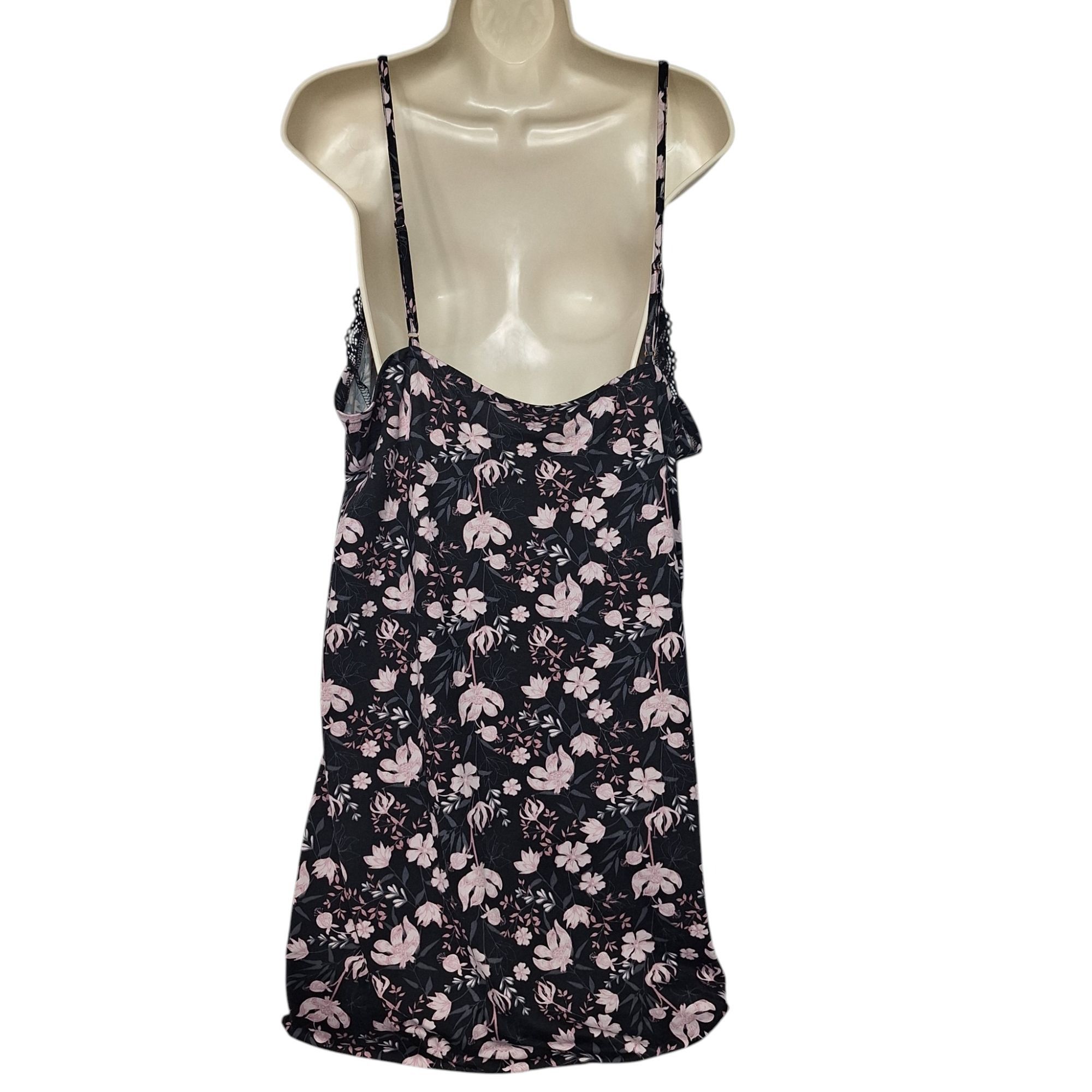 Other Thalia Sodi Black Pink Floral Lace Trim Chemise Nightgown 2X Size XXL / US 16-18 / IT 52-54 - 3 Thumbnail