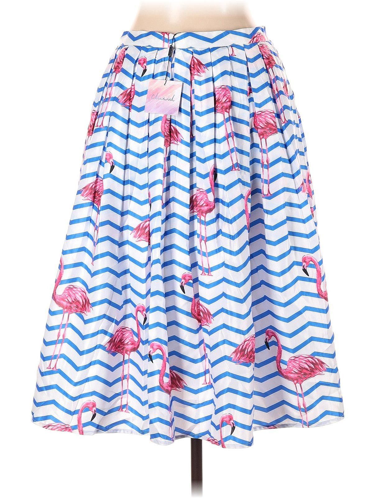 Designer Chicwish Stripped Flamingo Skirt Size 36" / US 14 / IT 50 - 2 Thumbnail