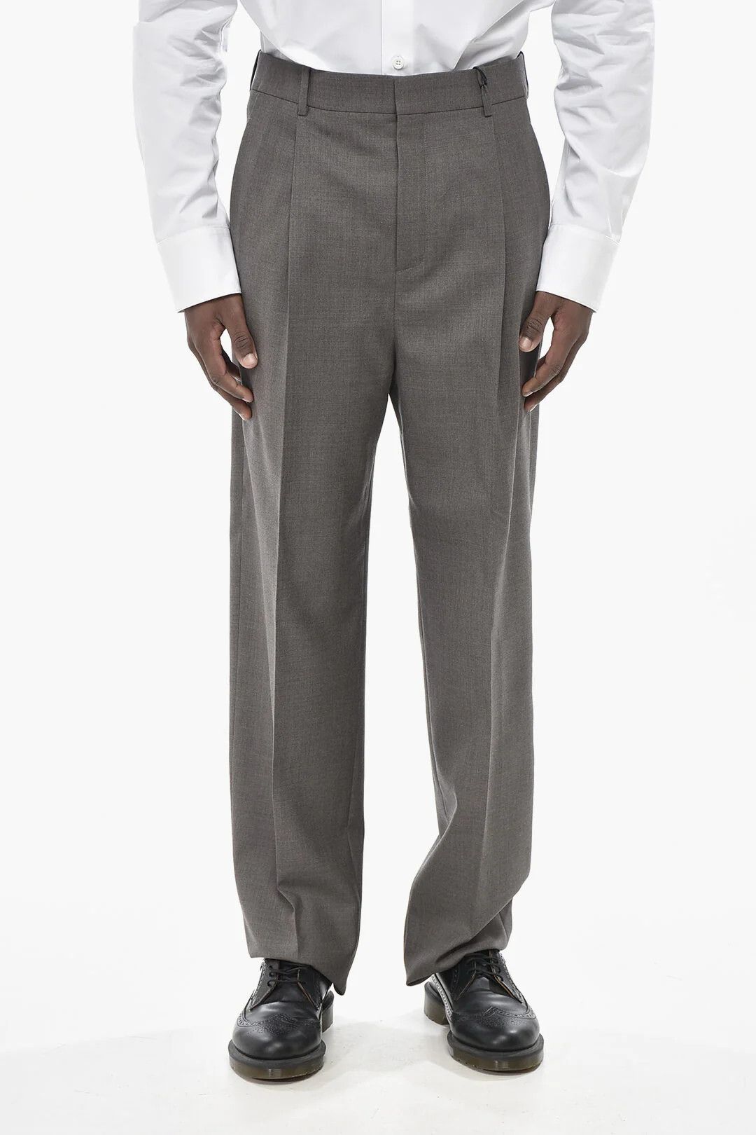 Saint Laurent Paris og1mm0426 Single-Pleat Wool Pant in Grey Size US 34 / EU 50 - 1 Thumbnail