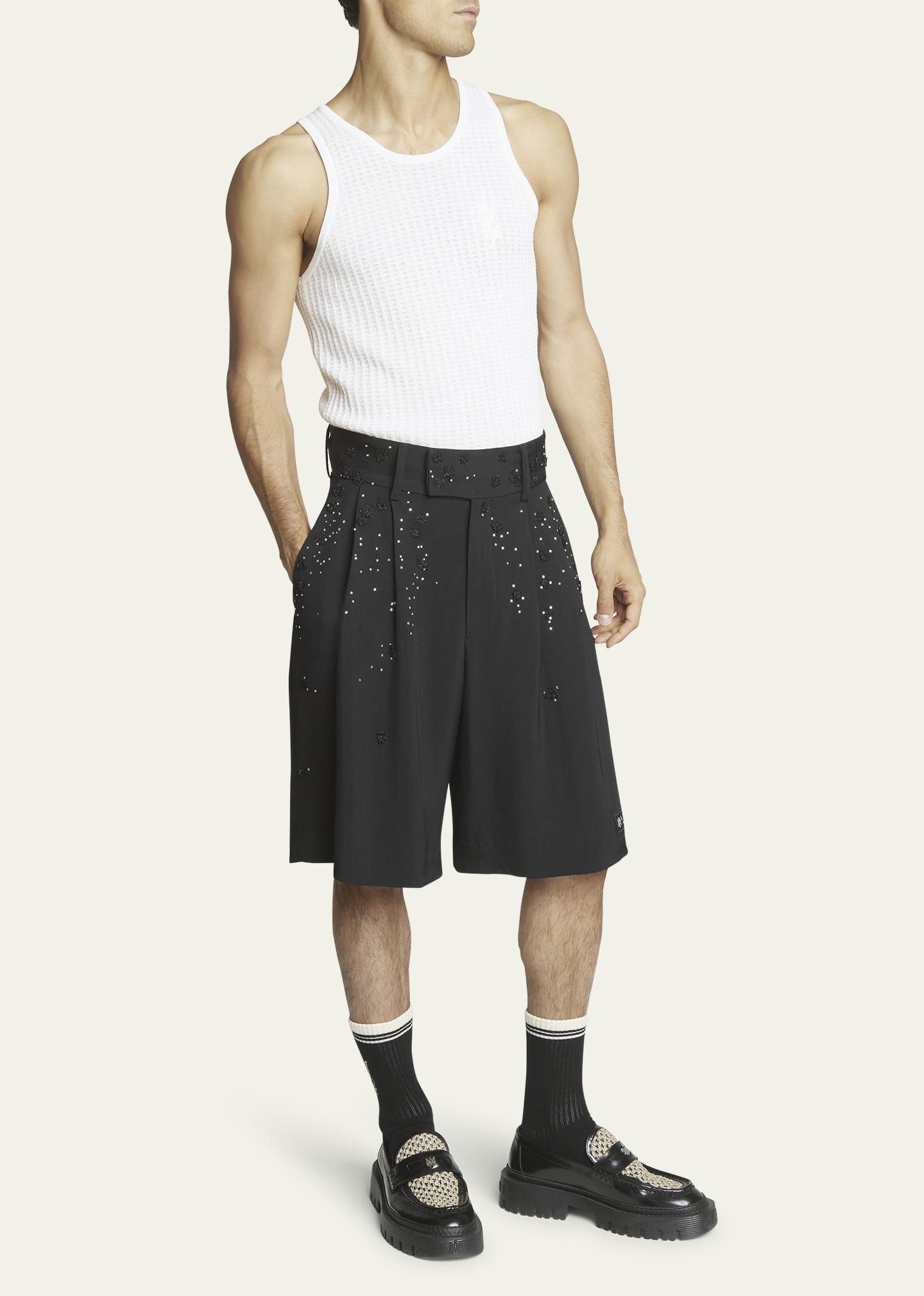 Amiri o1s1wg110425 Beaded Floral Skater Shorts in Black Size US 34 / EU 50 - 2 Thumbnail