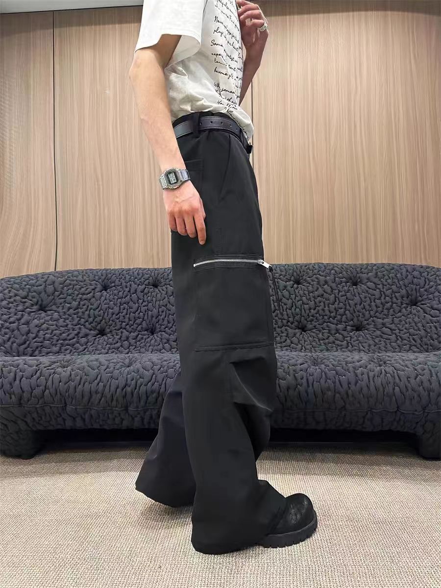 Japanese Brand × Vintage Casual Wide Leg Zipper Trousers Black Size US 34 / EU 50 - 4 Thumbnail