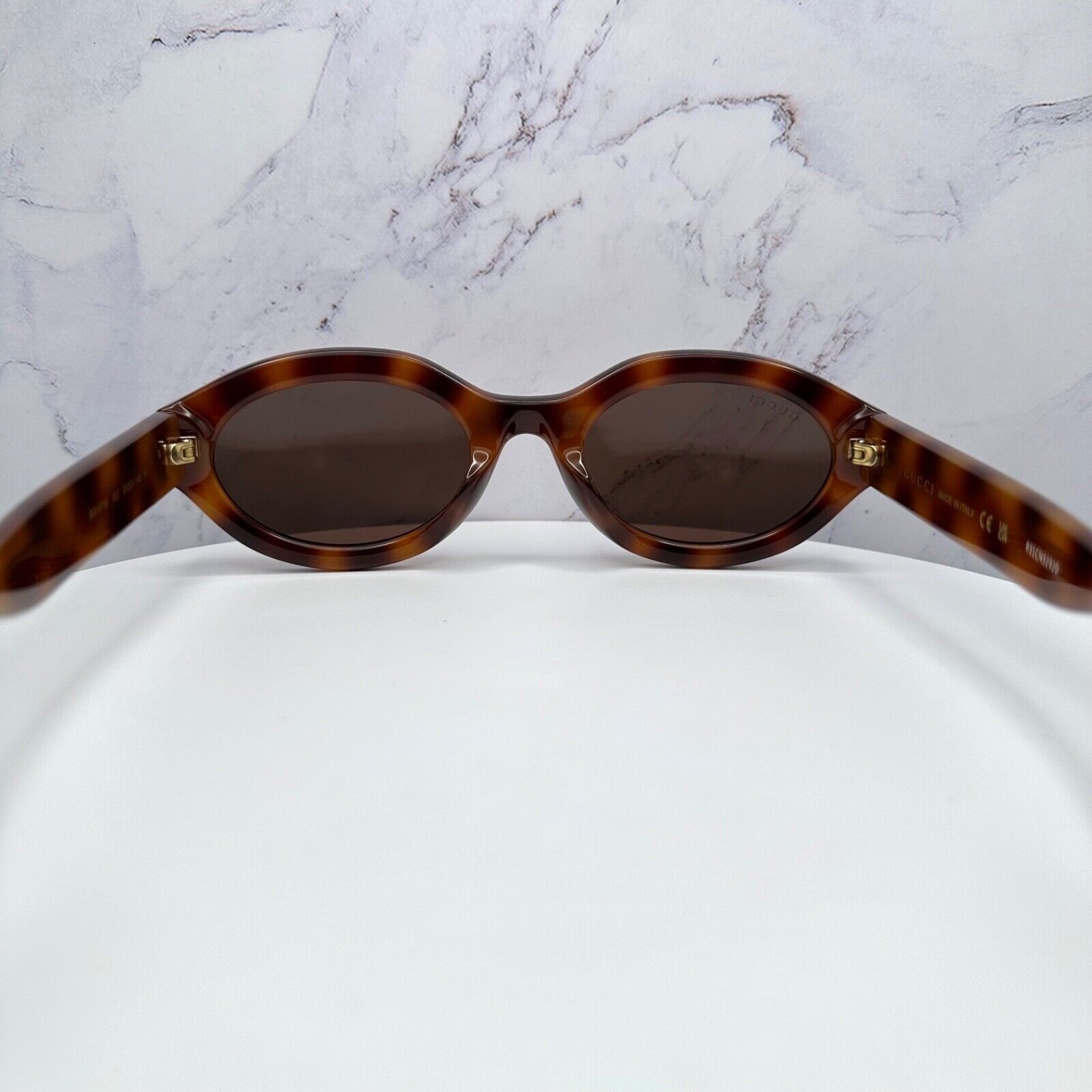 Gucci New GUCCI Sunglasses Brown Tortoise Oval Gold GG Logo Size ONE SIZE - 19 Thumbnail