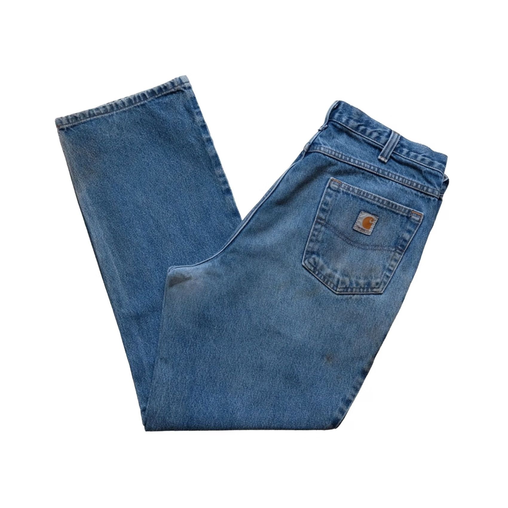 Carhartt VINTAGE Carhartt Jeans 34x30 Denim 100% Cotton Blue Distressed Retro Workwear Size US 34 / EU 50 - 2 Thumbnail