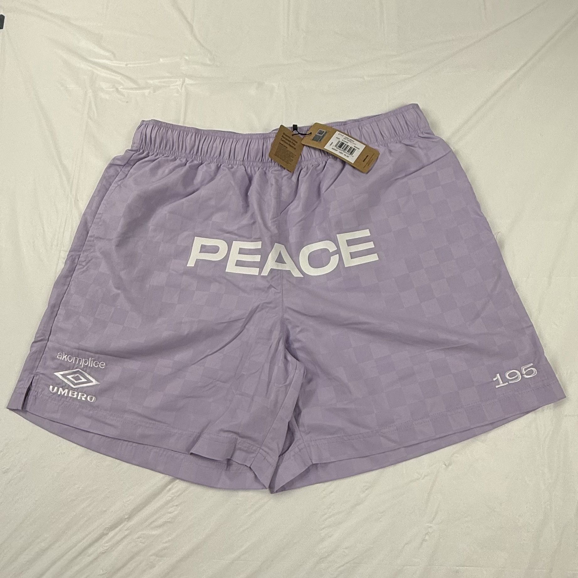 Umbro Umbro x Akomplice Peace Checkered Shorts Pastel Lilac XL NWT Size US 36 / EU 52 - 1 Thumbnail