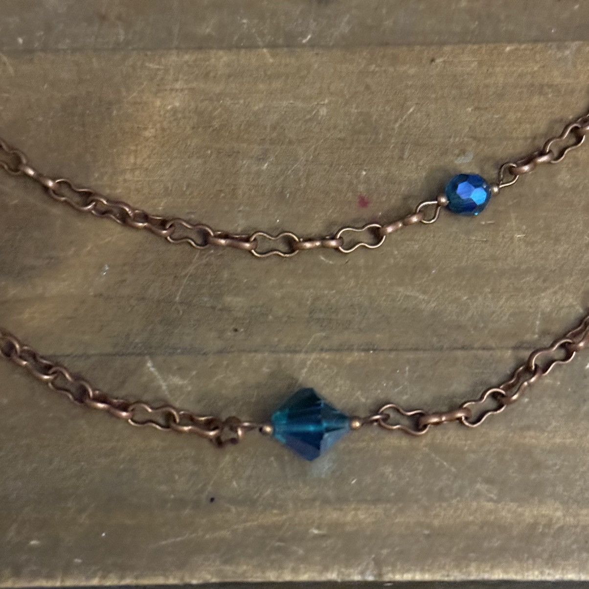 Other Long layered copper tone iridescent teal bead necklace Size ONE SIZE - 4 Thumbnail