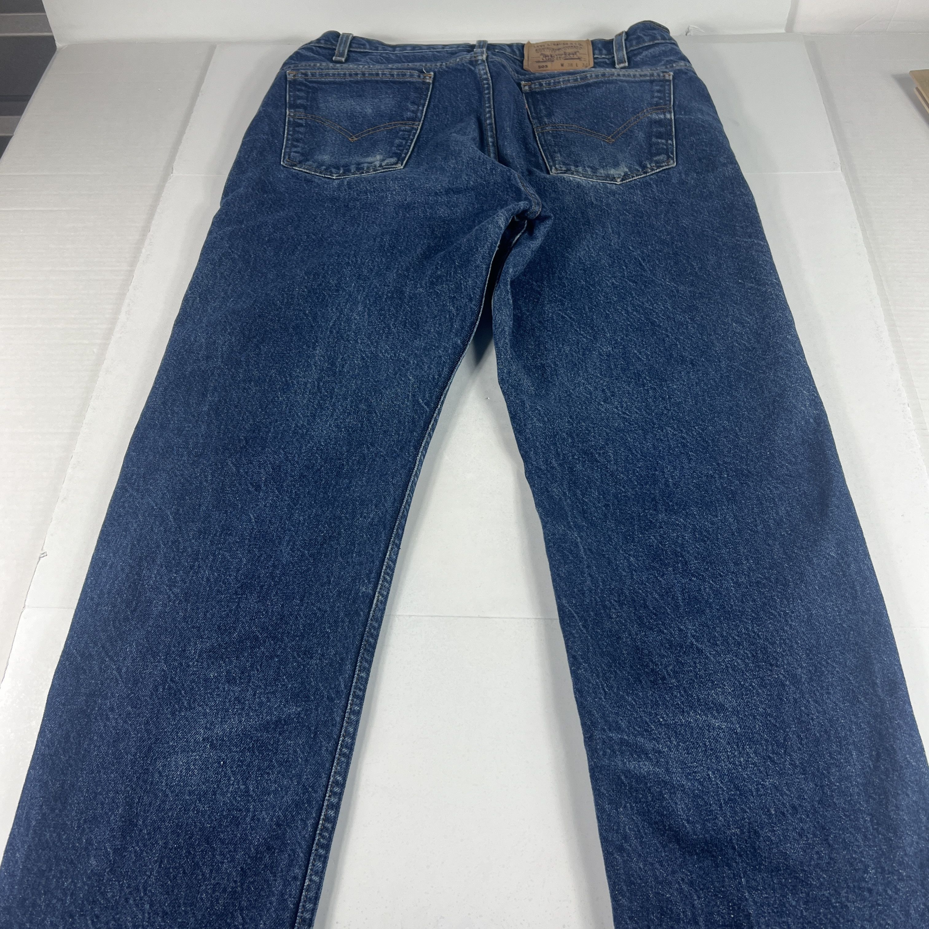 Levi's × Vintage VTG 90s Levi's Jean 505 Straight Dark Blue Denim Orange Tab Size US 37 - 9 Thumbnail