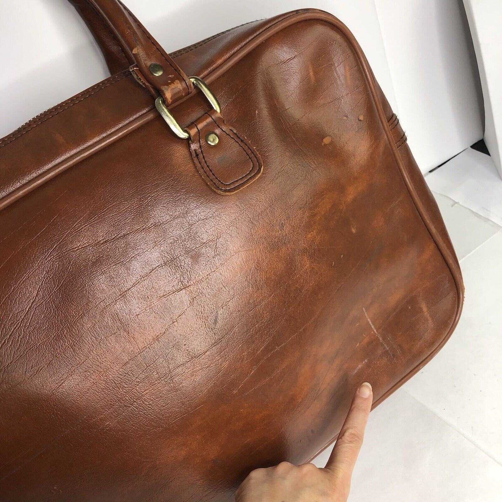 Sears Vtg Sears Briefcase Carry-on Brown Bag FauxLeather 21”x12.5” Size ONE SIZE - 5 Thumbnail