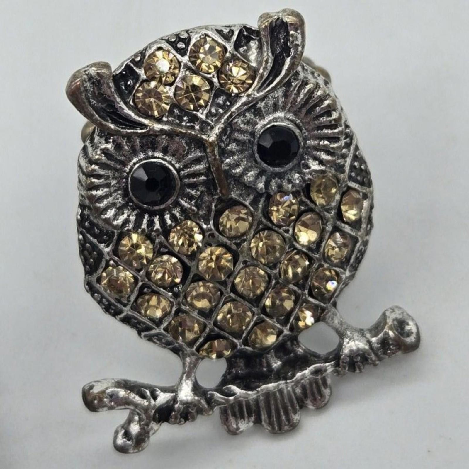 The Unbranded Brand Owl Ring Rhinestones Costume Jewelry? Owls! Stretchy Cute Ta Size ONE SIZE - 3 Thumbnail