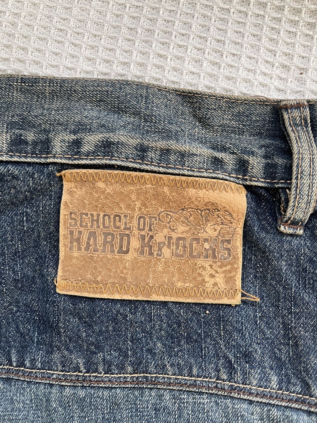 JNCO Rarerest🔥School Of Hard Knocks Skates Baggy Patchwork jeans Size US 35 - 10 Thumbnail