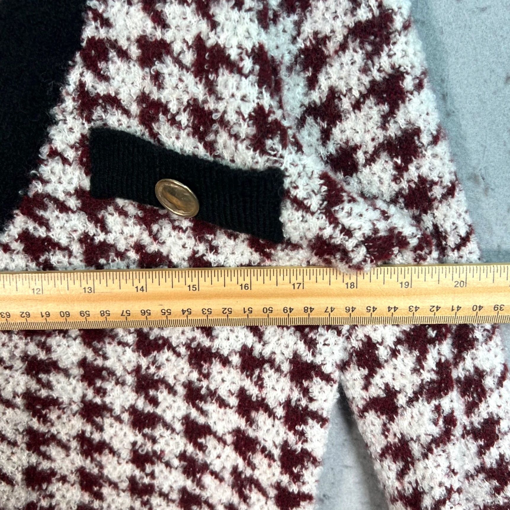Vintage Maeve Cardigan Houndstooth Knit Sweater Burgundy White Black XXS Petite Womens NEW! Size XXS / US 00 / IT 34 - 5 Thumbnail