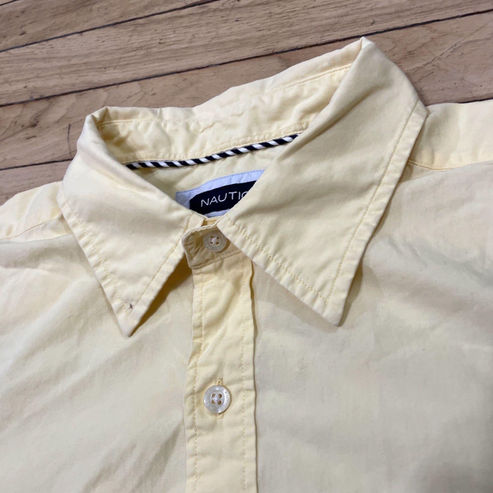 Nautica Nautica Shirt Men L Yellow Pocket Logo Sanded Poplin Matte Retro Beach Capsule - Button-Up Casual/Workwear Size US L / EU 52-54 / 3 - 3 Thumbnail