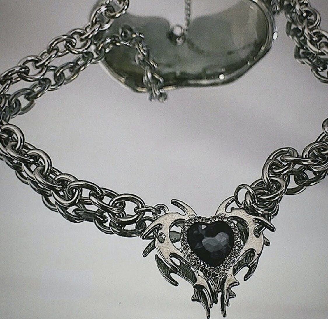 Jewelry Crystal Heart Chain Necklace Size ONE SIZE - 3 Thumbnail