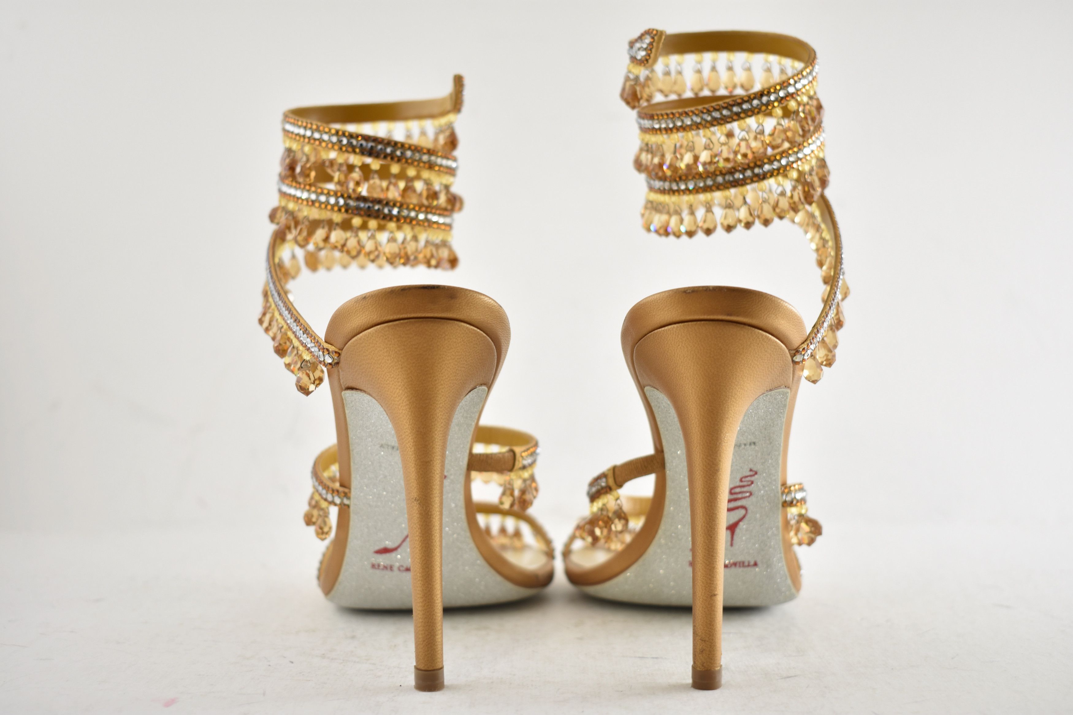Rene Caovilla Chandelier Amber Strappy Ankle Wrap Sandal Heel Pump 36 Size US 6 / IT 36 - 14 Thumbnail