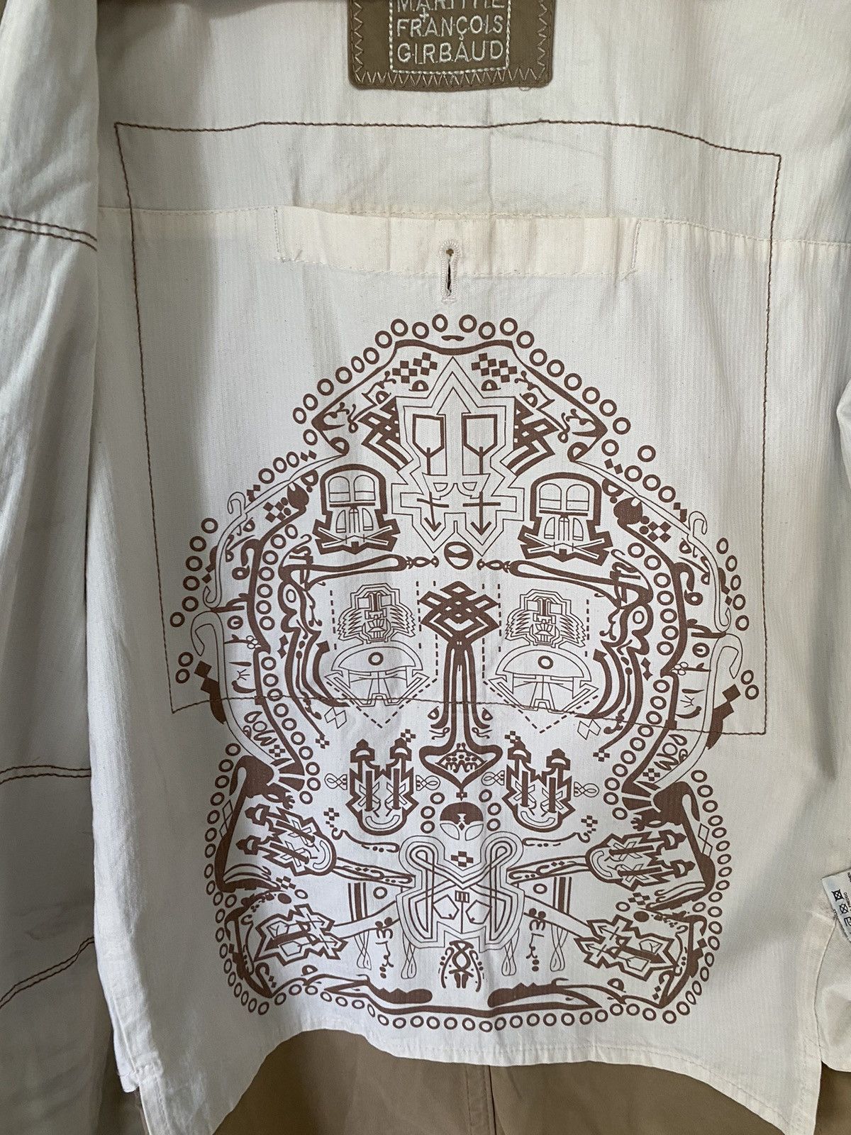 Marithe + Francois Girbaud 2000s Marithe Francois Girbaud Repair tribal Distress Jacket Size US L / EU 52-54 / 3 - 18 Thumbnail
