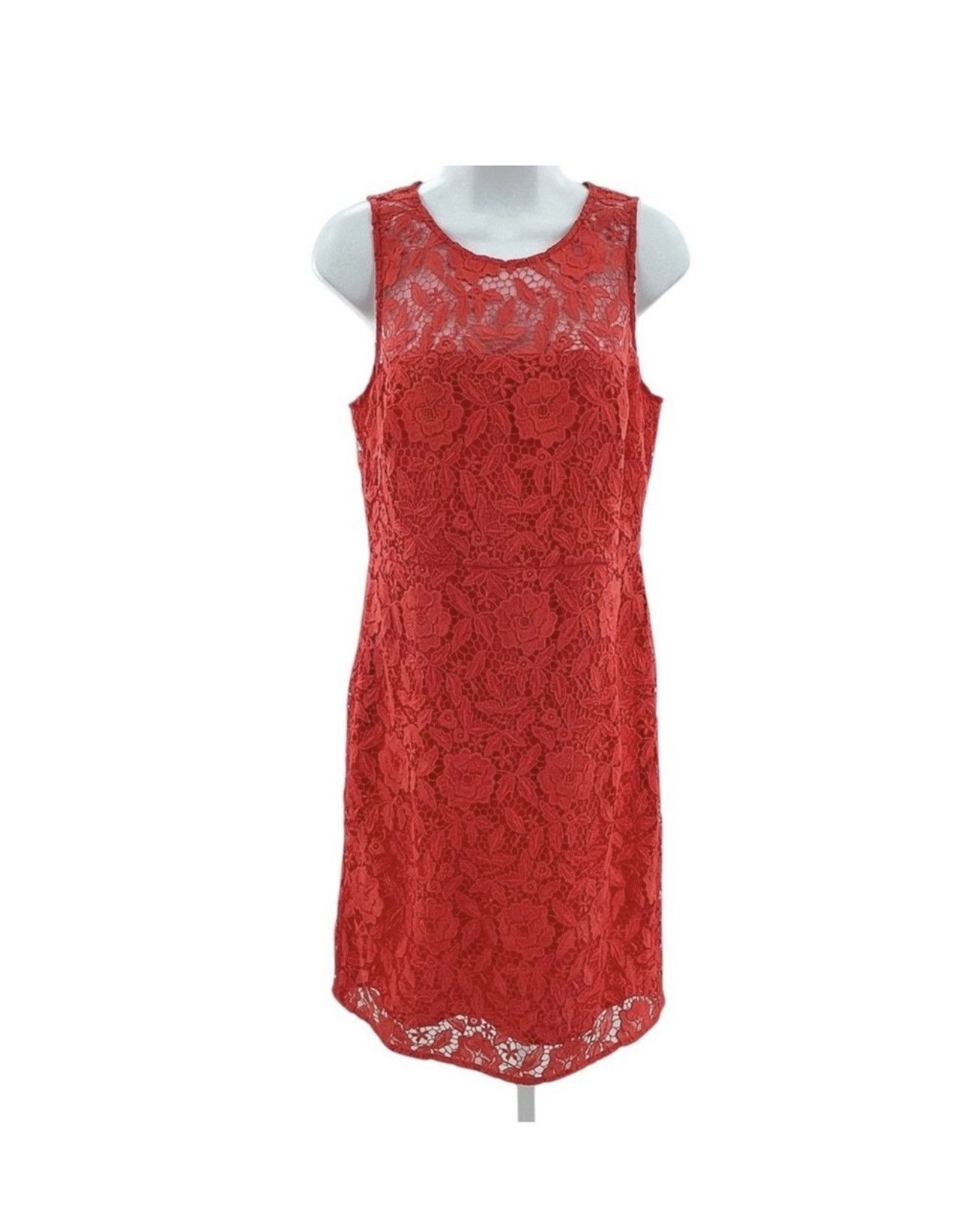 Free People Free People Floral Lace Sleeveless Mini Sheath Dress Red Size M / US 6-8 / IT 42-44 - 1 Thumbnail