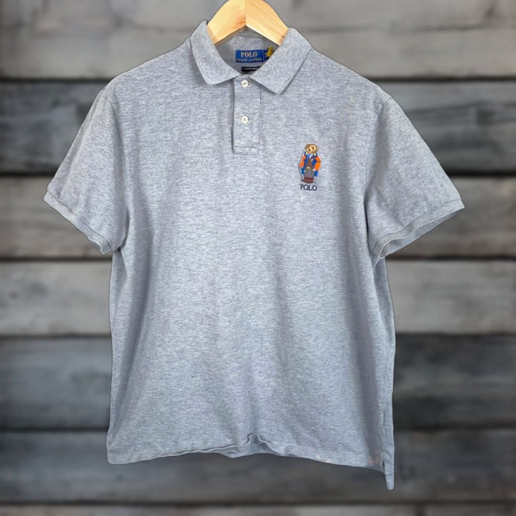 Polo Ralph Lauren VINTAGE Polo Ralph Lauren Polo Bear Shirt Mens XL Gray Custom Slim Fit Embroidered 90s Retro Preppy Classic Size US XL / EU 56 / 4 - 1 Thumbnail