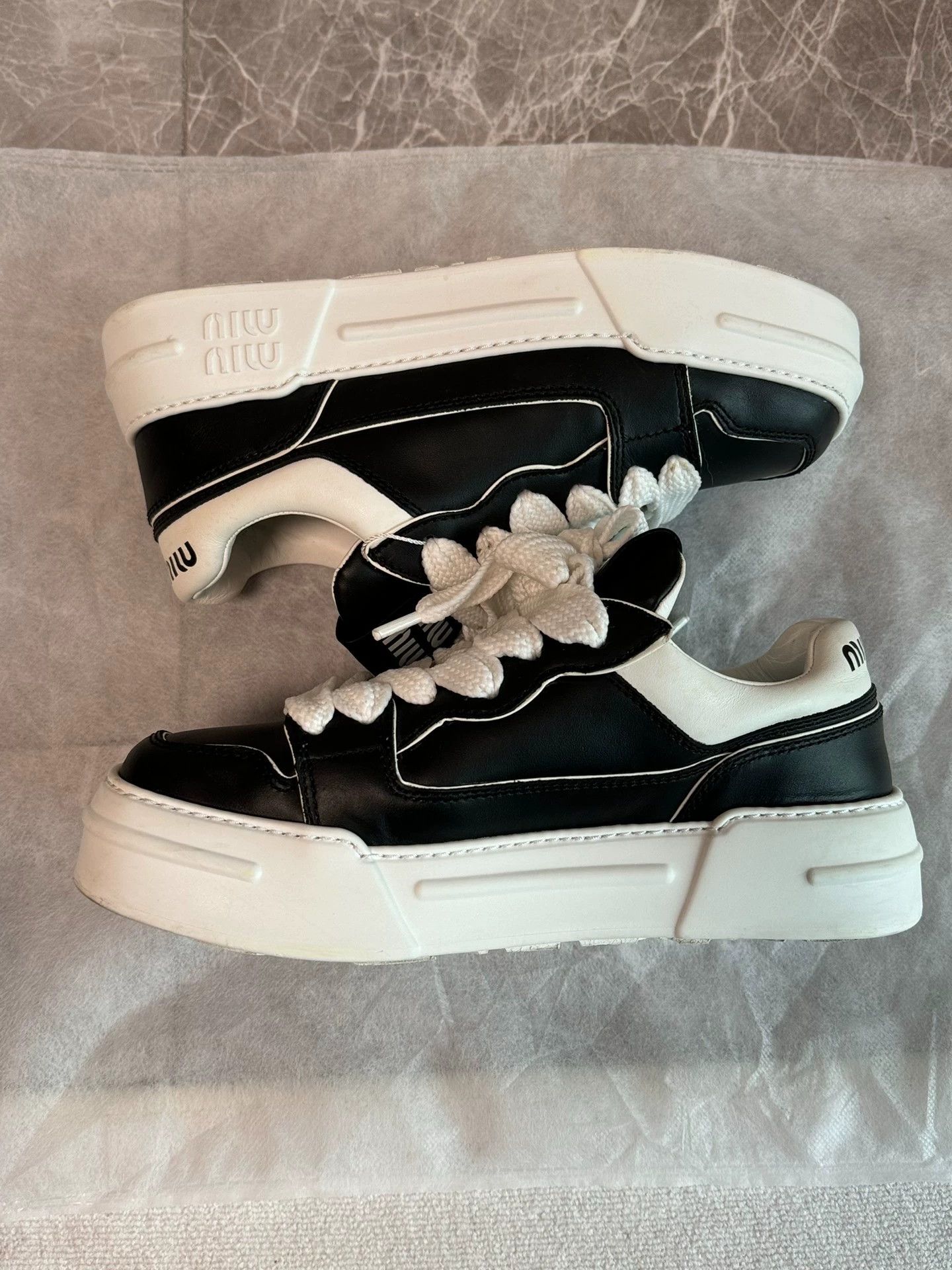Miu Miu Miu Miu Black & White Panda Sneakers 95 New Size US 5.5 / IT 35.5 - 7 Thumbnail