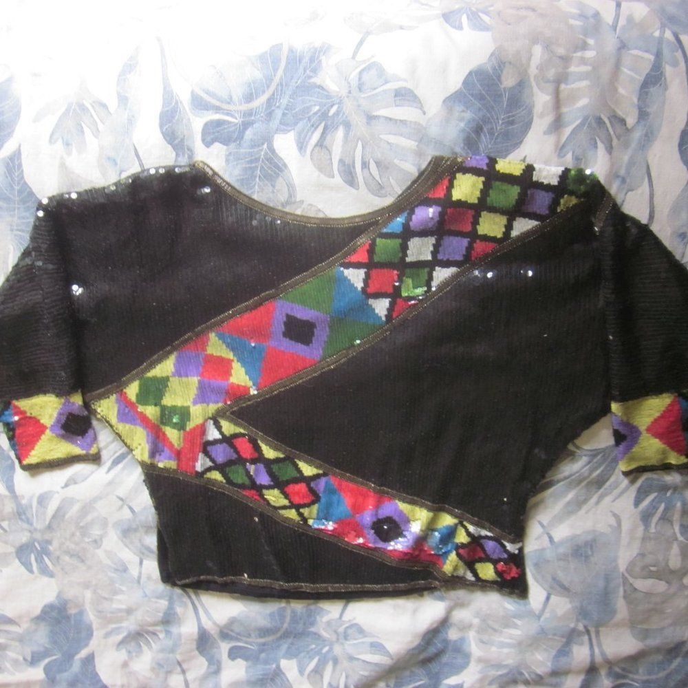 Vintage SCALA Vintage Sequin Top Womens Size L Long Dolman Sleeve Bl Size L / US 10 / IT 46 - 12 Thumbnail