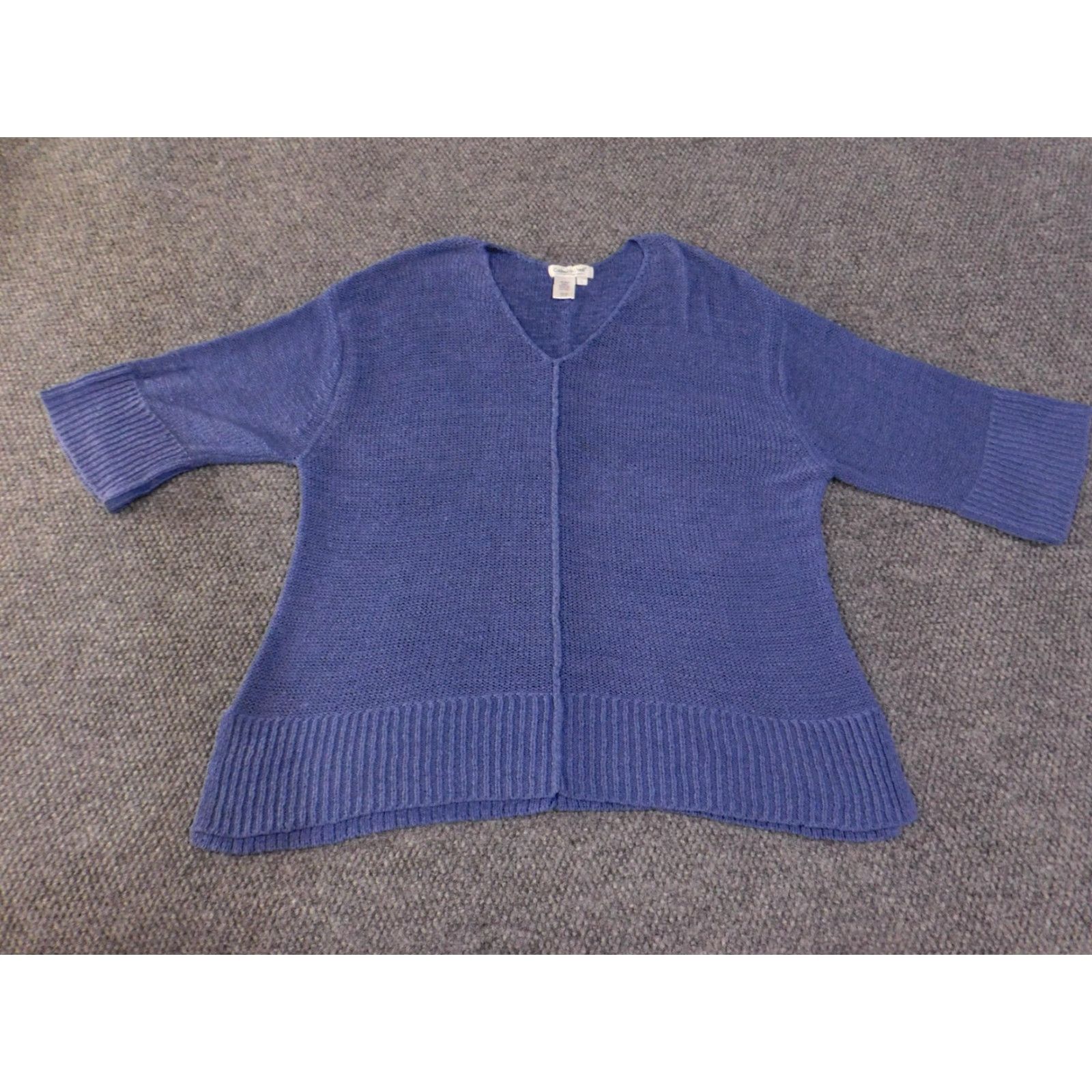 Coldwater Creek Coldwater Creek Sweater Womens Large Blue V-Neck 3/4 Sleeve Ribbed Pullover Size L / US 10 / IT 46 - 2 Thumbnail