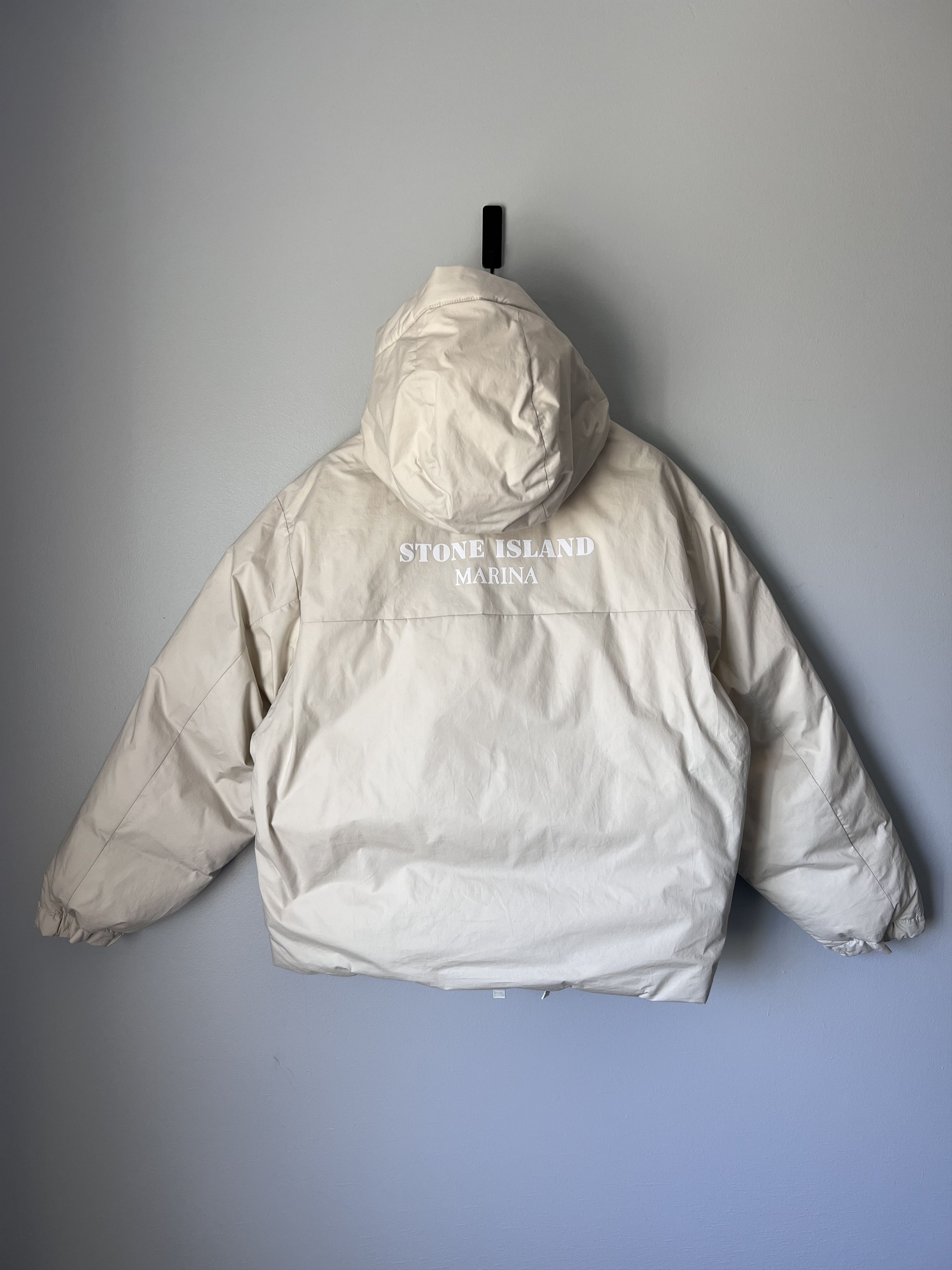 Stone Island Stone Island Marina Rubber Wax Poplin Down Coat in White Size US XL / EU 56 / 4 - 5 Thumbnail