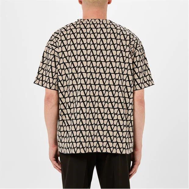 o1g2r1mq0724 T-Shirts Toile Iconographe Print Beige & Black