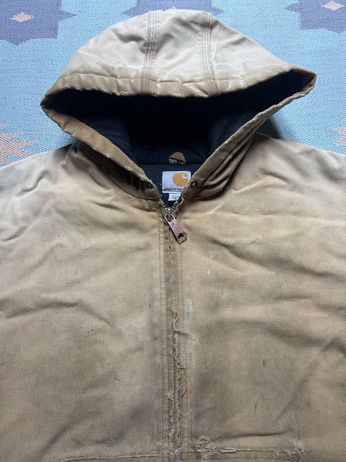 Vintage Vtg Carhartt hooded work jacket j130 j140 distressed fade XL Size US XL / EU 56 / 4 - 5 Thumbnail