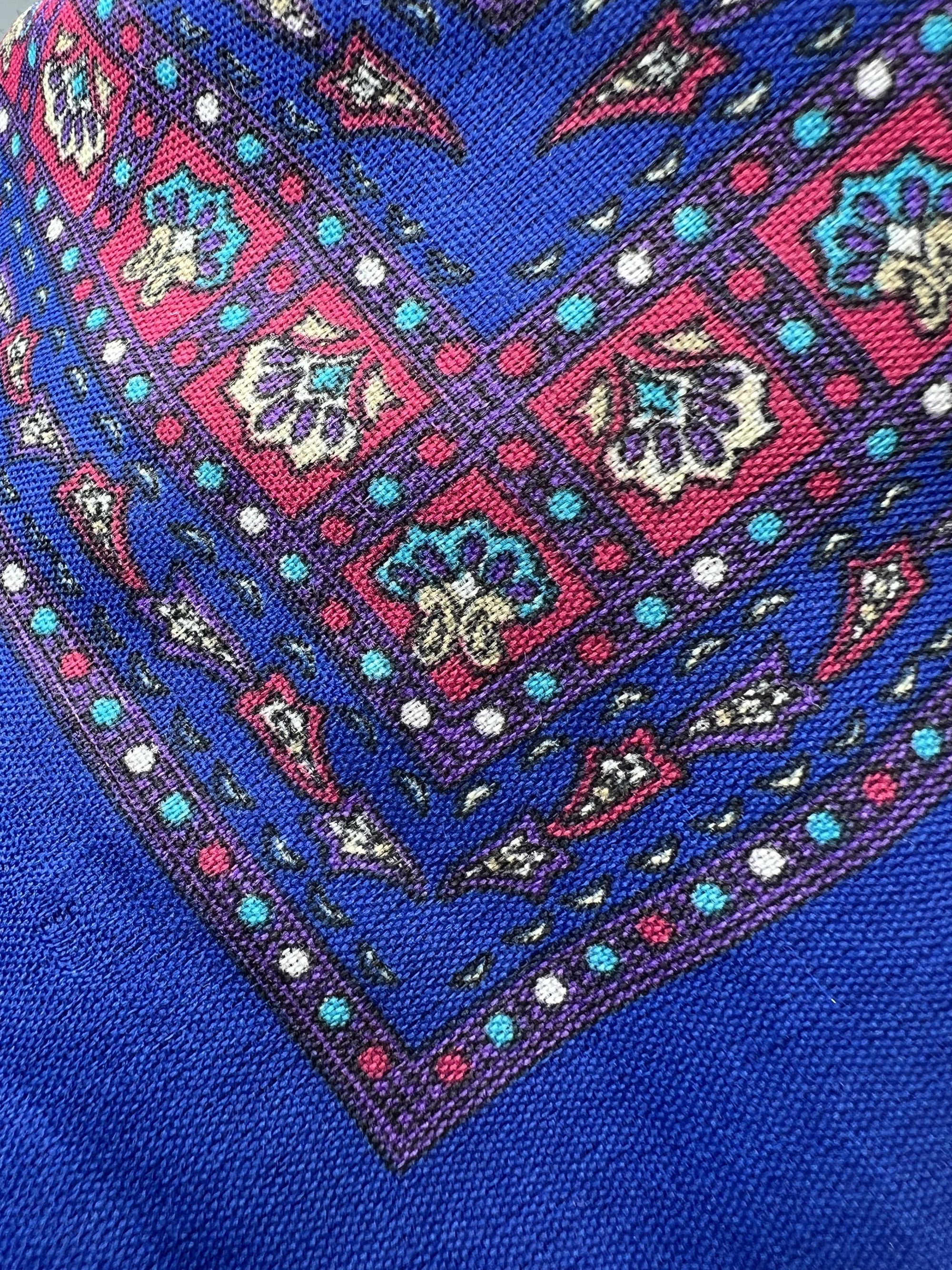 Vintage Vintage Paisley Silky Scarf Rich Blue & Purple Tones Size ONE SIZE - 8 Thumbnail