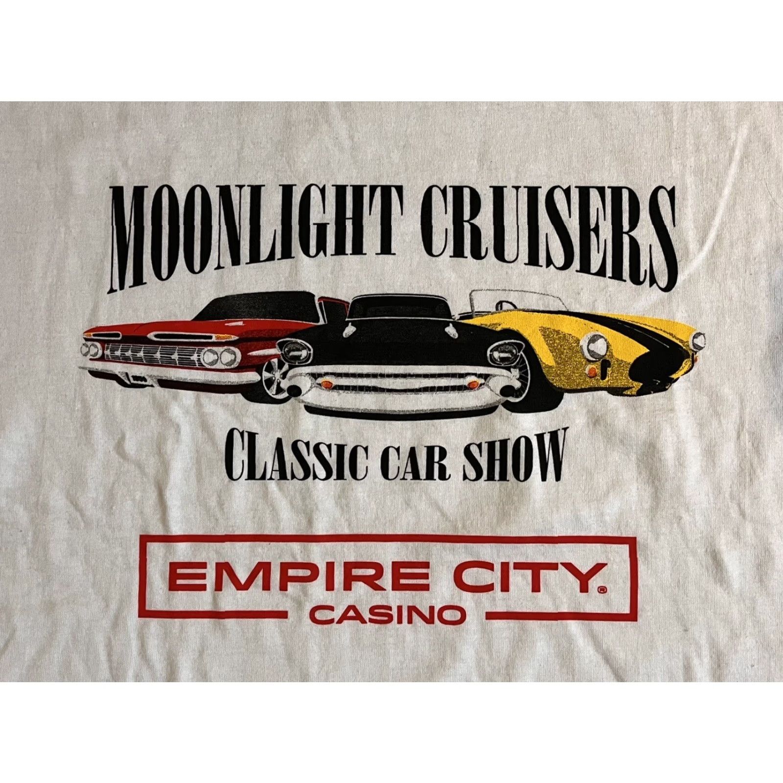 Vintage Empire City Casino Moonlight Cruisers Classic Car Show Shirt Men's XL White Size US XL / EU 56 / 4 - 3 Thumbnail