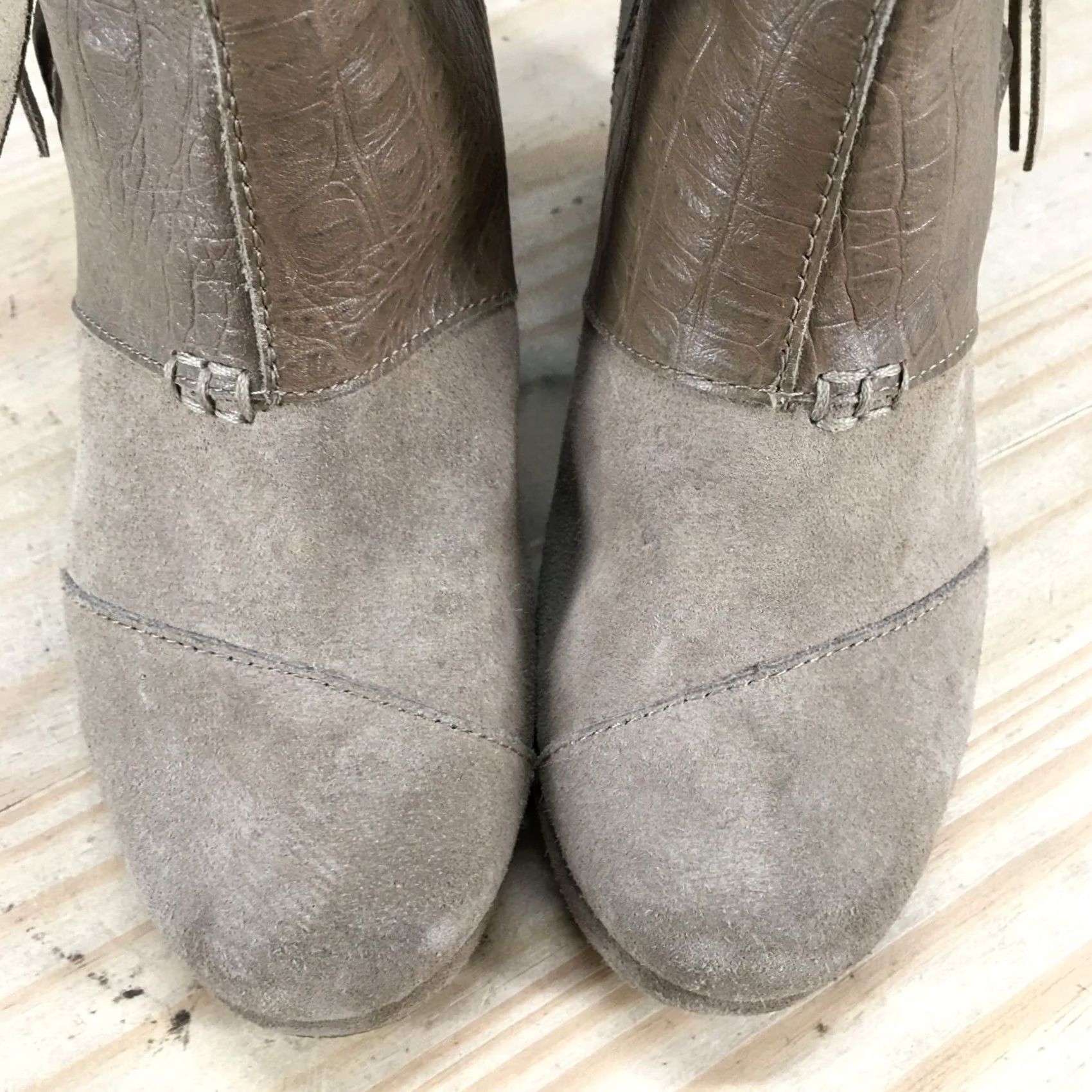 Toms TOMS Boots Womens 5.5 Casual Side Zip Wedge Ankle Bootie Brown Suede Vintage No Size US 6 / IT 36 - 6 Thumbnail