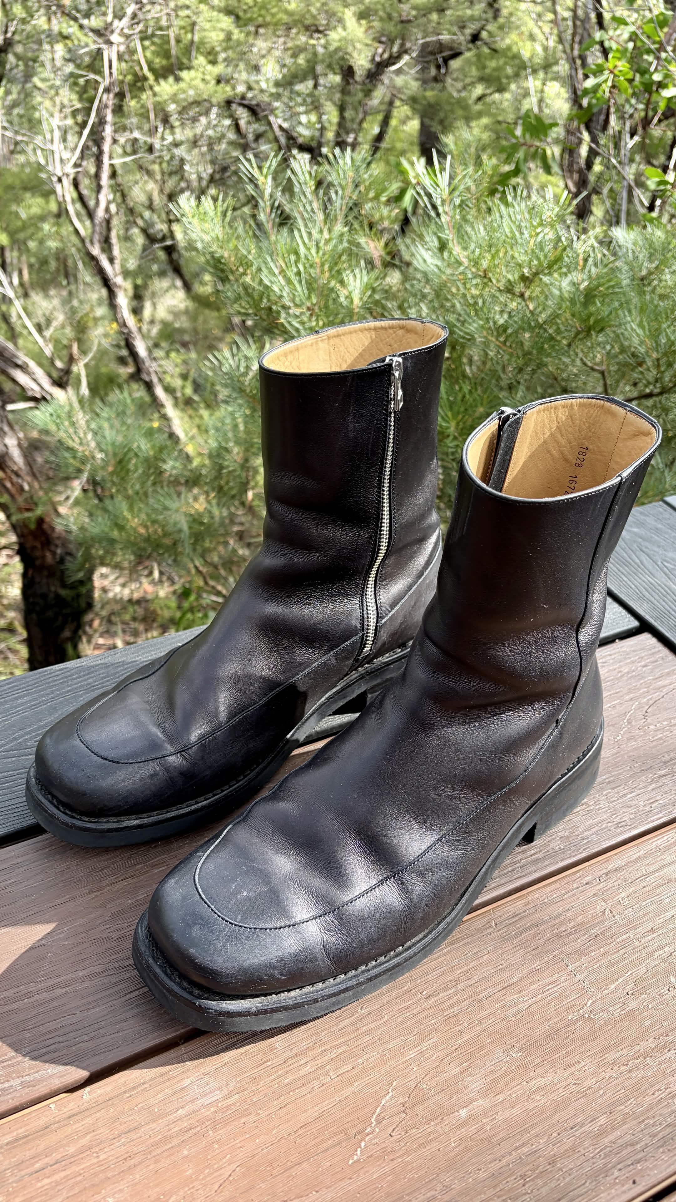 3sixteen 3sixteen Square Toe Side Zip Boots - Black Calf Leather