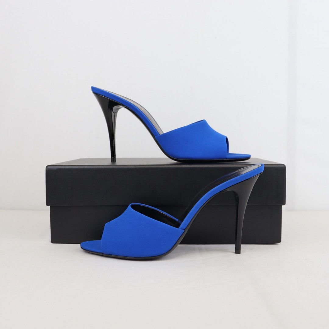 Saint Laurent Paris o1rshd1 Crepe De Chine 1083DOF Heels in Blue Size US 9.5 / IT 39.5 - 1 Thumbnail