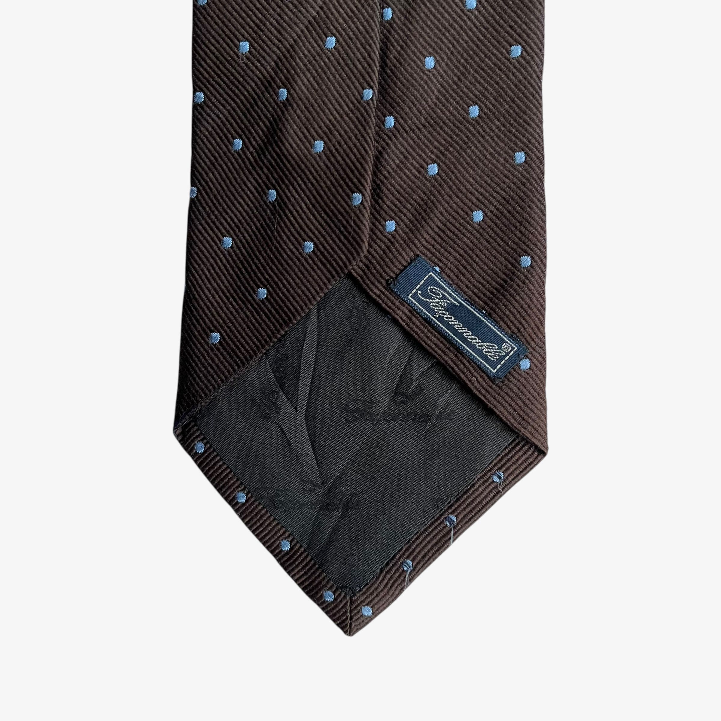Faconnable Vintage 90s Faconnable Geometric Polka Dot Brown Silk Tie Size ONE SIZE - 2 Thumbnail