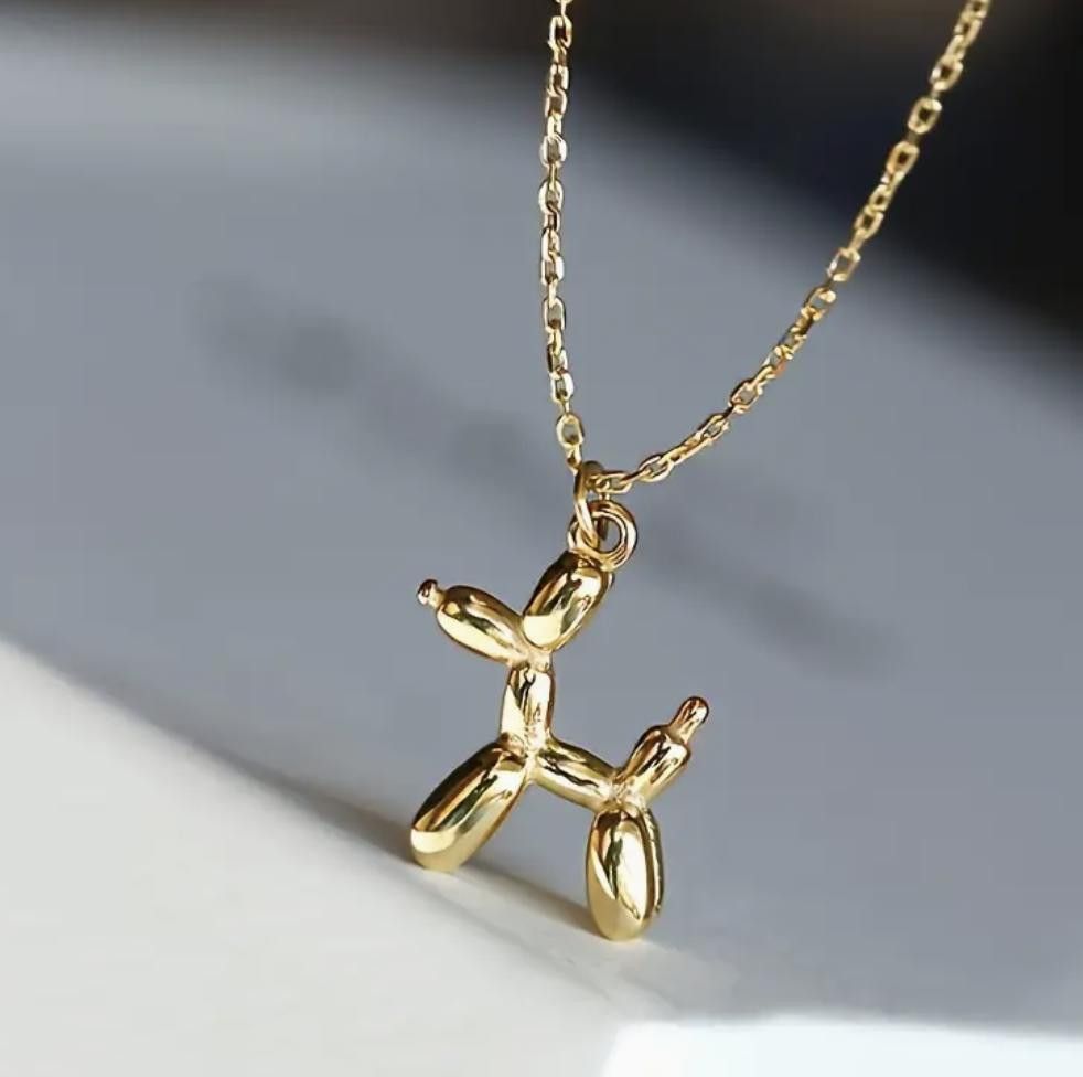 Designer Trendy Balloon Dog Sculpture Gold Necklace Size ONE SIZE - 1 Thumbnail