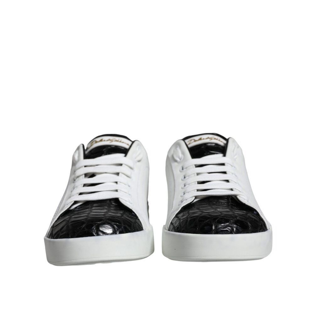 Dolce & Gabbana Dolce & Gabbana Black Leather Logo Portofino Sneaker Shoes Size US 6 / EU 39 - 2 Thumbnail