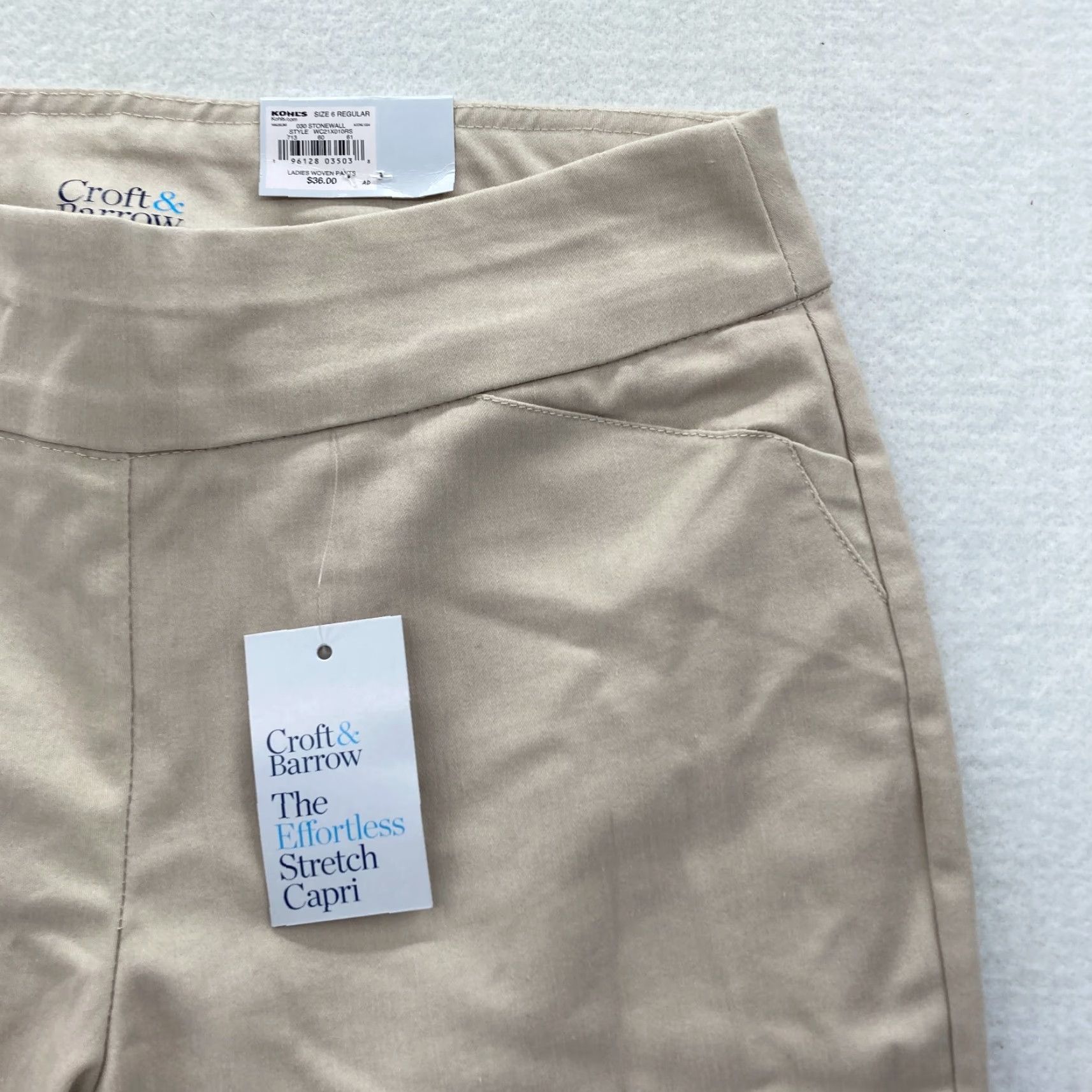 Croft & Barrow Croft & Barrow The Effortless Stretch Capri Women's 6 Beige Pull On NWT Slim Straight Capris for Women Size ONE SIZE - 3 Thumbnail