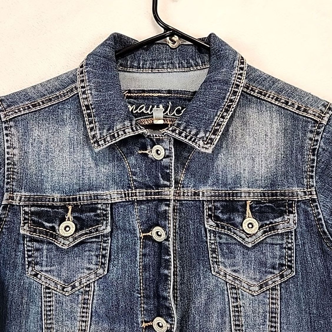 Vintage Maurices Womens Denim Jean Trucker Jacket Short Flap Pocket Blue S Biker Y2K Retro Lightweight Stretch Regular Jacket Womens Size 28" / US 6 / IT 42 - 2 Thumbnail